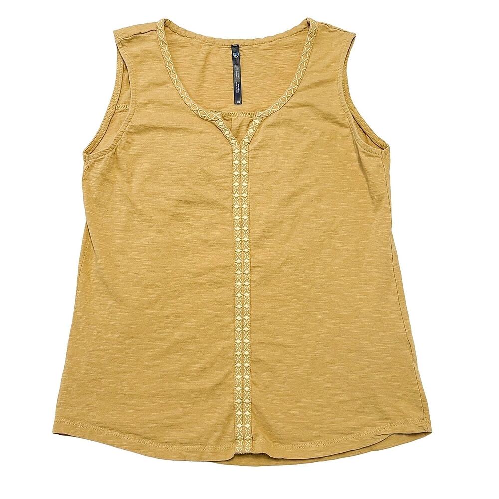 KUHL Shay Tank Top Women XS Yellow Organic Cotton Outdoor Hiking Boho
